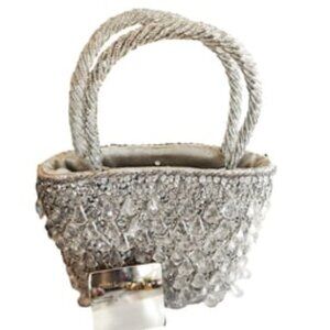 Vintage Sequin and Crystal Embellished Handbag by Walborg. With Makeup Mirror